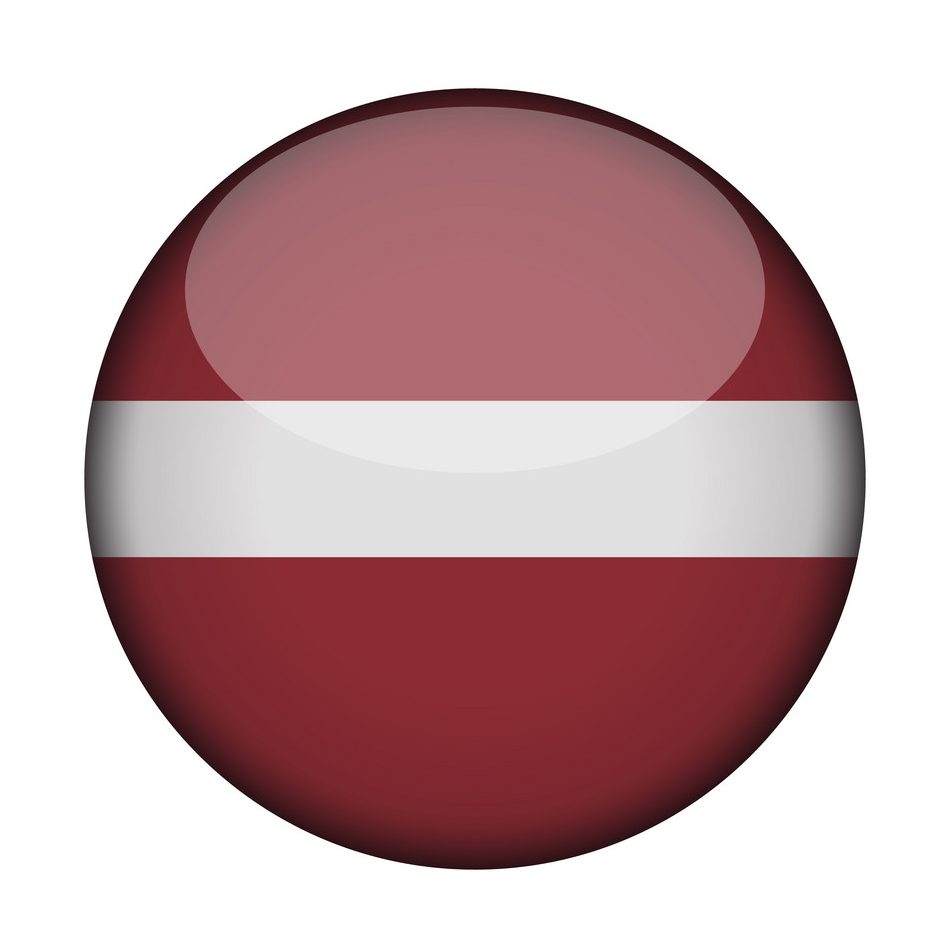 latvia Flag in glossy round button of icon. latvia emblem isolated on white background. National concept sign. Independence Day. Vector illustration.