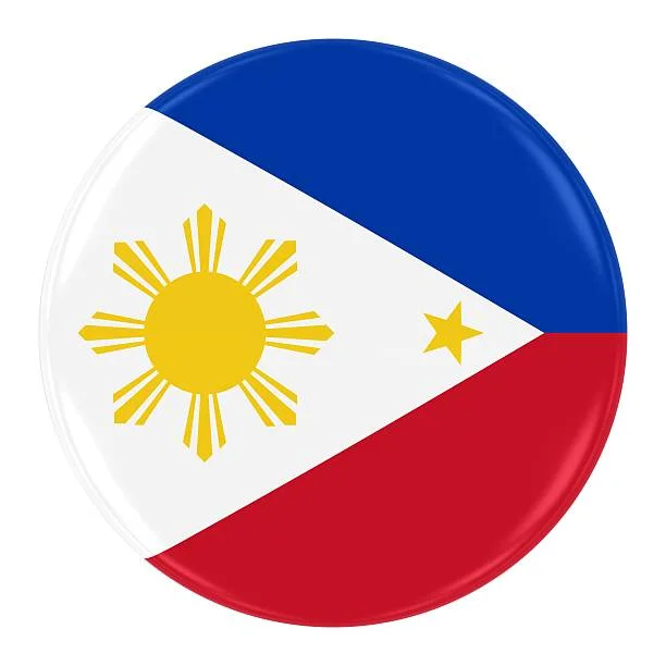 Filipino Flag Badge - Flag of the Philippines Button Isolated on White